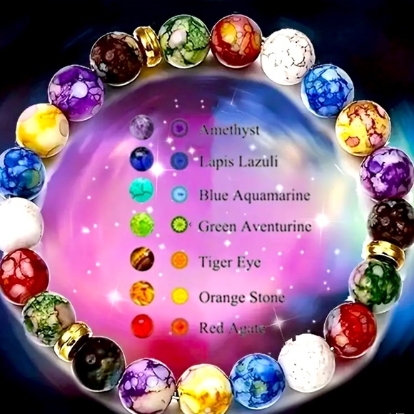 Chakra Yoga Stone Beaded Bracelet - Picture 5 of 9